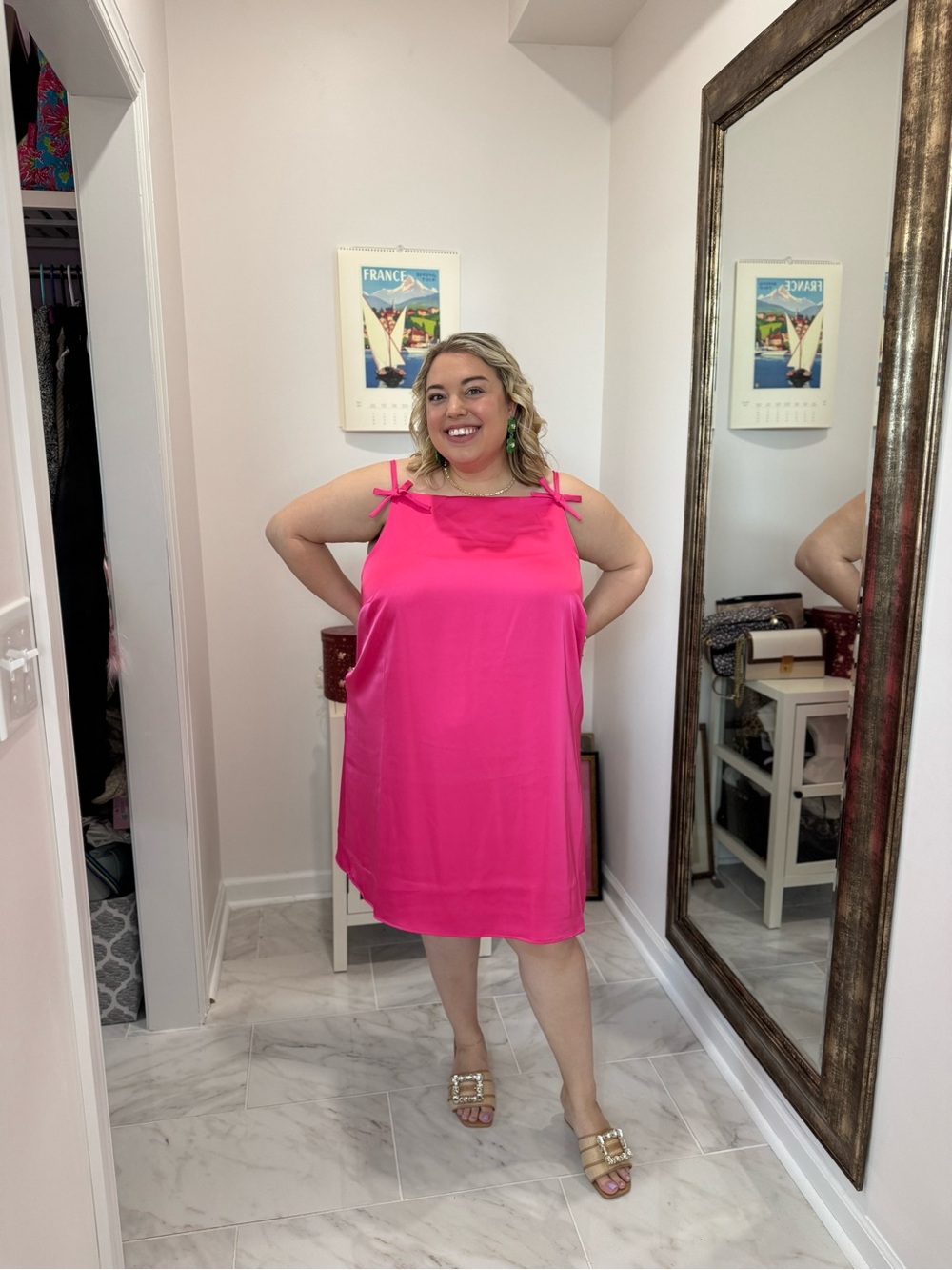 Target x Kate Spade Bright Hot Pink Tie-Shoulder Shift Dress